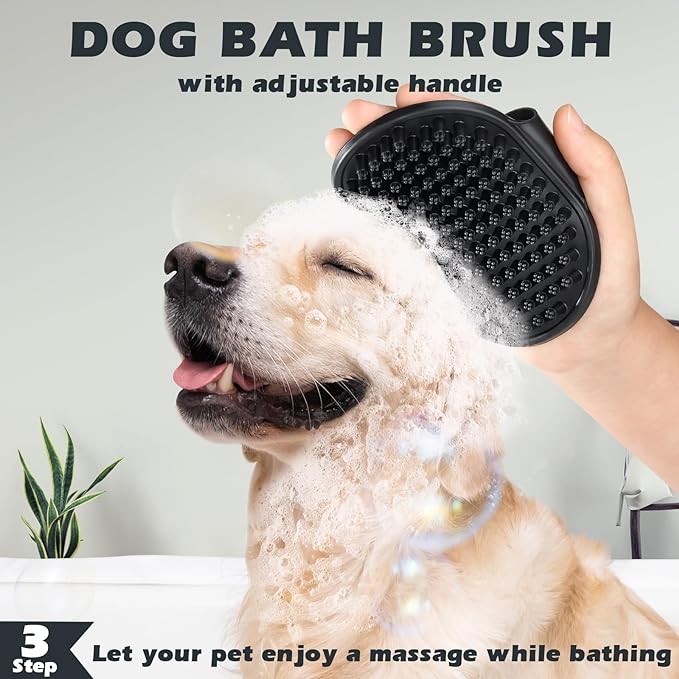 3PCS Dog Brush I Dog Brush for Shedding I Deshedding Dog Brush I Dog Bath Brush I Slicker Brush For Dogs I Dog Comb I Premium Pet Supplies (Green Black)