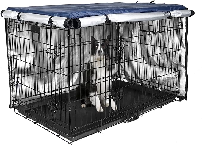 Medibot Dog Crate Cover 48 inch - Double Door, Dog Kennel Indoor, Waterproof Dog Kennel Cover with Air Vent Window, for Indoor/Outdoor Most Wire Dog Crate(Navy Blue)