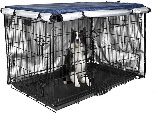 Medibot Dog Crate Cover 48 inch - Double Door, Dog Kennel Indoor, Waterproof Dog Kennel Cover with Air Vent Window, for Indoor/Outdoor Most Wire Dog Crate(Navy Blue)