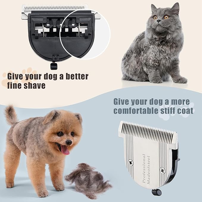 5 in 1 Fine Replacement Blades Compatible with Wahl Bravura Clipper Chromado，Creativa，Figura Dog Clippers for Dogs Grooming （for Larger Animals）