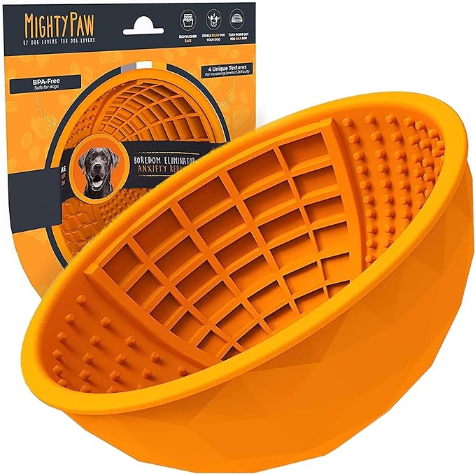 Mighty Paw Dog Slow Feeder Bowl - Interactive BPA-Free Silicone Lick Bowl for Dogs - Easy to Clean, Keeps Pets Entertained, Provides Mental Enrichment