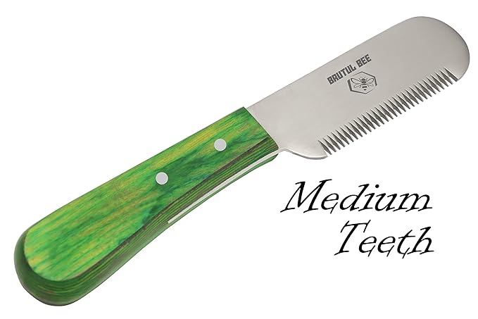 Grooming Coat Stripping Knife Set of 3 - Wooden Handle with Stainless Steel Blade Non-Slip Trimmer for Dogs - Right Handed (GREEN)