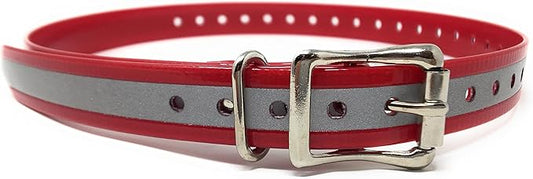 Replacement Strap for Dogtra Collars - 3/4" Wide Ultra-Durable Dog E-Collar Replacement for Training, Bark, Shock, Electric, and GPS Collars - 28" Adjustable Length Reflective Red