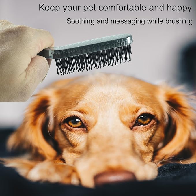 Dog Grooming Bath Brush, Pet Instant Detangler Pin Brushes, Soft Silicone Shampoo Soothing Comb for Wet Dry Long Short Haired Small Dogs & Cats Massaging, Deshedding Shower Scrubbing, Grey