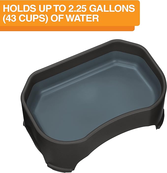 Neater Pet Brands Extra Large Water Bowl for Dogs, Outdoor Dog Water Bowl (2.25 Gallon Extra-Large Capacity), Big Trough Style Food Dish for Indoors or Outside, No Spill Large Dog Bowls, Black