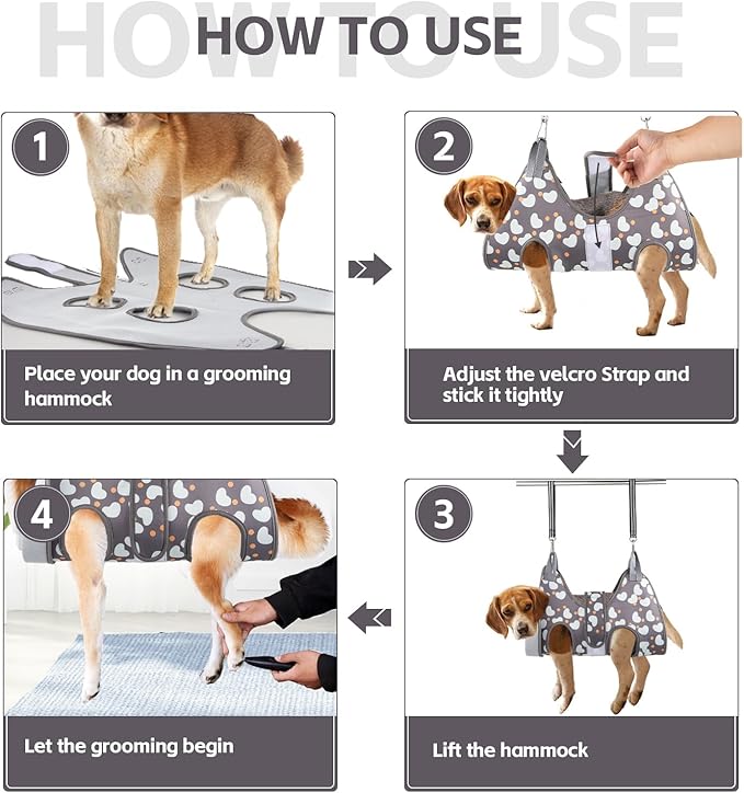 Dog Grooming Hammock for XXL Large Dogs with Nail Clippers/Nail Trimmers, Dog Grooming Harness for Nail Trimming, Pet Grooming Sling Helper