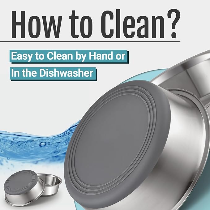 PEGYY11 Nonslip Stainless Steel Dog Cat Bowls, 2 US Cup, 2 Count