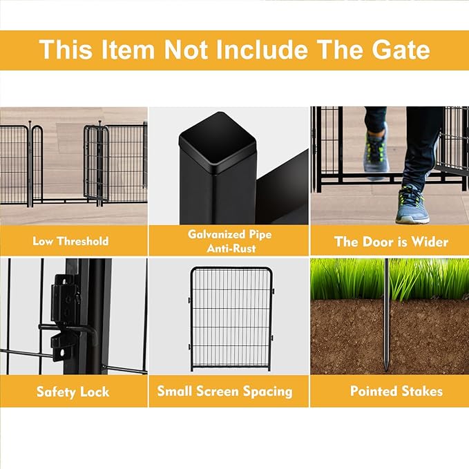 Garden Fence 36 Inch 14 Panels Without Gate,Be Suitable for Inside and Outside,Low Threshold Total 31 Ft(l) Garden Fence for Yard and Dog, Black Dog Pen Wide Door