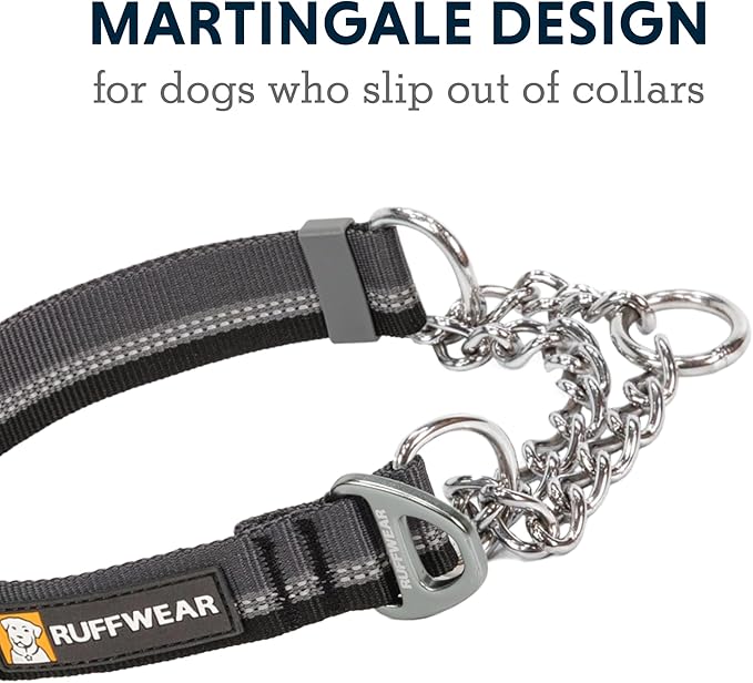 Ruffwear, Chain Reaction Dog Collar, Martingale Style for On-Leash Walking, Basalt Gray, 14"-20"
