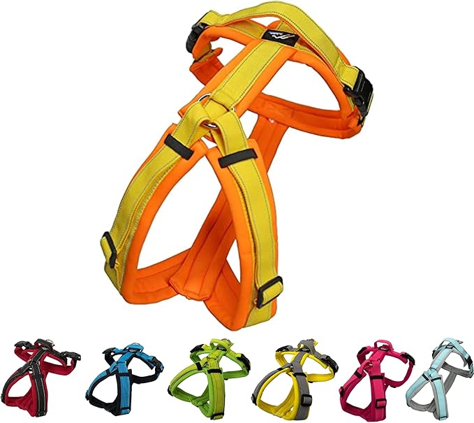 [白山:Hakusan] Zero Dog Harness Made by Japan, Safe - No chocking/Hard to Disconnect, Great fit - Easy Put on and Off/Adjustable, Reflector, XS - Small & Medium Dog, Two-Tone Orange×Yellow
