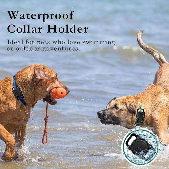 Dog Tracker, Pet Location Tracker with Collar Holder for Dogs with Precise Bluetooth Tracking, No Subscription, Works with iOS Find My,Not GPS Tracker (Black)