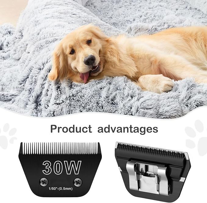 30W Wide Blades for Dog Grooming Blades Compatible with Andis Dog Clippers Blades,Dog Clipper Blades Compatible with Oster A5,Wahl km10 Dog Clippers,Stainless-Steel Blade Sharp