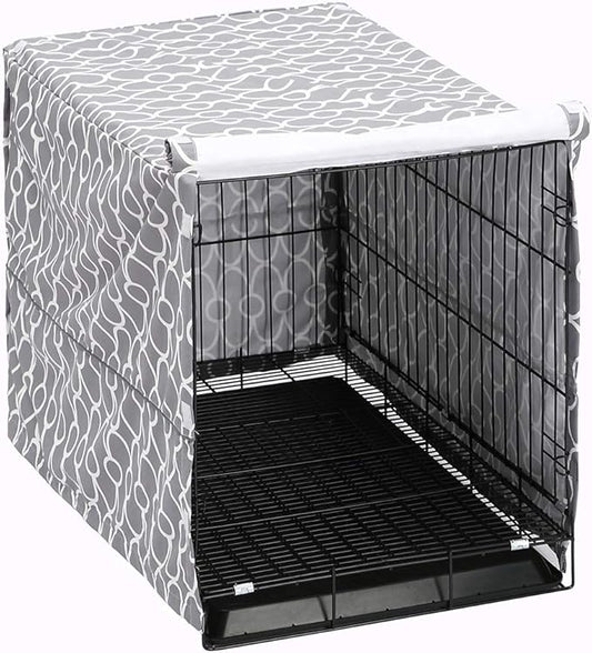Dog Crate Cover for Wire Crates, Fits Most 30" inch Dog Crates. Easy to Put On, Take Off, and Adjust - Cover only- Gray-30 Inch
