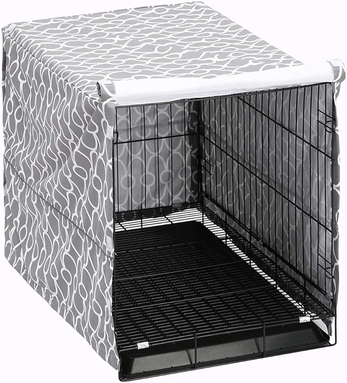 Pethiy Dog Crate Cover for Wire Crates, Fits Most 24" inch Dog Crates. Easy to Put On, Take Off, and Adjust - Cover only -Gray-24 Inch