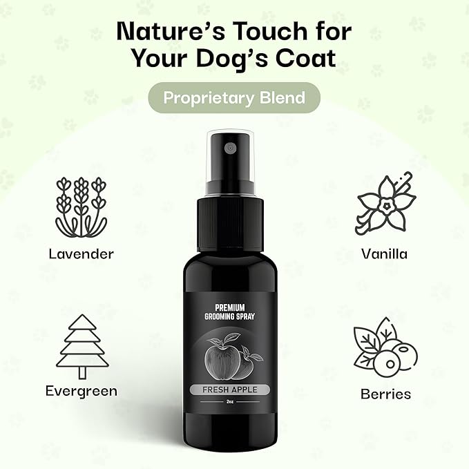605Products Premium Dog Cologne & Odor Eliminator - Long Lasting Puppy Perfume, Deodorant Grooming Spray with Essential Oils, 2oz Fresh Apple
