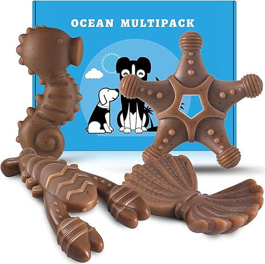 NEZIN Dog Chew Toys for Aggressive Chewers, 4 Pack Indestructible Dog Toys with Tough Nylon, Chew Toy Gift for Dogs of All Breed Sizes