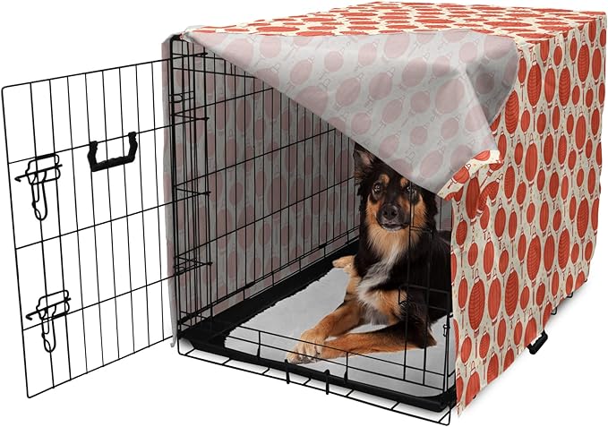 Lunarable Oriental Dog Crate Cover, Folk Lamps Cartoon Style Cheerful Pattern with Chinese Ethnicity, Easy to Use Pet Kennel Cover for Medium Large Dogs, 36 Inch, Pale Yellow and Vermilion