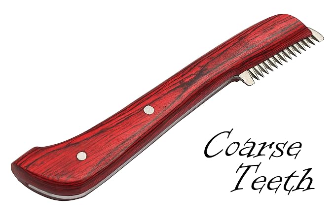 Brutul Bee Dog Grooming Coat Stripping Knife Stripper Trimmer Tool Wooded Handle Stripping Knives Set of 6 in Stainless Steel Non-Slip Tools for Grooming Dogs (Red)