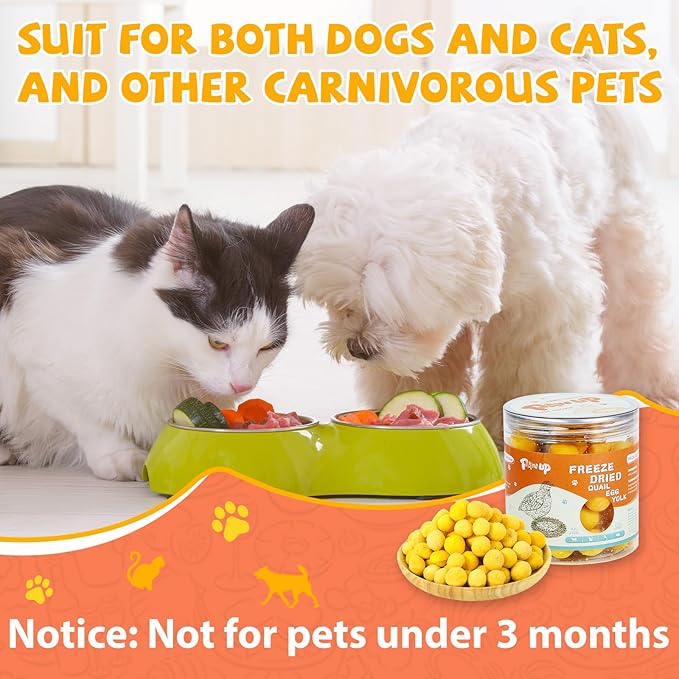 Freeze Dried Quail Egg Yolk Pet Treats, Freeze-Dried Pet Food for Dogs, Cats, Pure Fresh Ingredient, 4.2 oz, Rawhide Free, Gluten&Grain Free