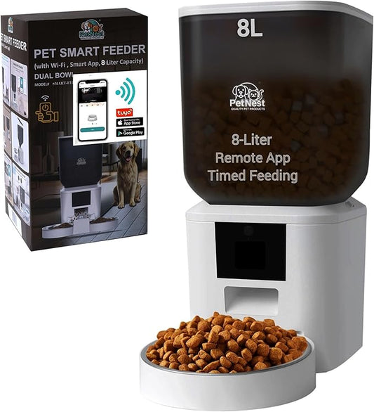 8L Automatic Dog and Cat Feeder with WiFi | Smart Pet Food Dispenser with Tuya App Control, Voice Recorder, Timed Feeding | Pet Smart Feeder for Dogs and Cats