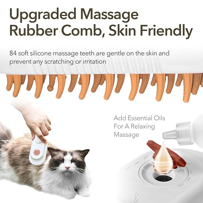 Cat Steam Brush for Shedding, Steam Brush for Indoor Cats, Water Brush, Cat Spray Mist Massaging Brush, Pet Hair Removal Brush, Suitable for Cats, Dogs and Rabbits, Cat Cleaning Brush