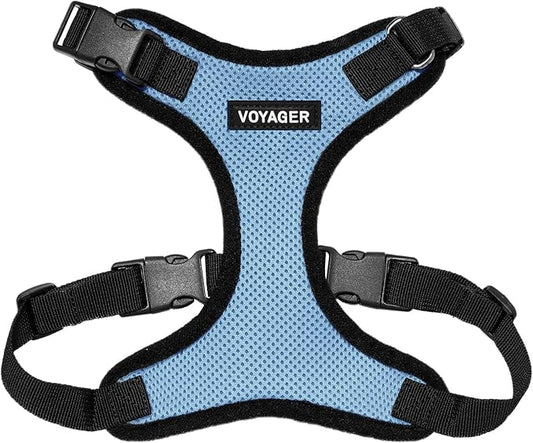 Voyager Step-in Lock Pet Harness - All Weather Mesh, Adjustable Step in Harness for Cats and Dogs by Best Pet Supplies - Baby Blue/Black Trim, M
