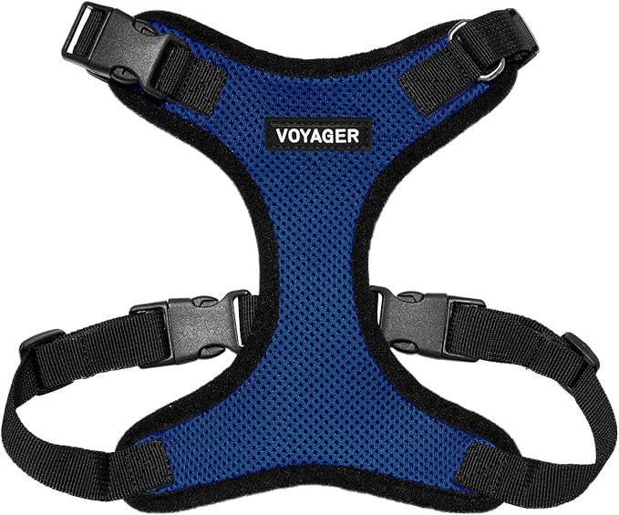 Voyager Step-in Lock Pet Harness - All Weather Mesh, Adjustable Step in Harness for Cats and Dogs by Best Pet Supplies - Royal Blue/Black Trim, XS
