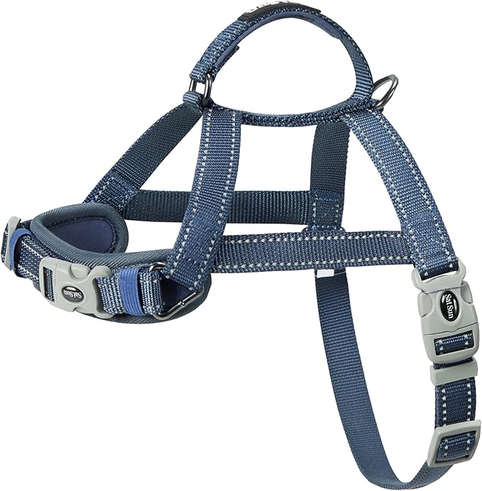SATSUN Dog Harness for Large Dogs, No Pull Dog Harness with 2 Adjustable Points & 1 Leash Clip, Reflective Comfortable Dog Vest with Easy Control Handle Ideal for Walking and Training, Navy,L