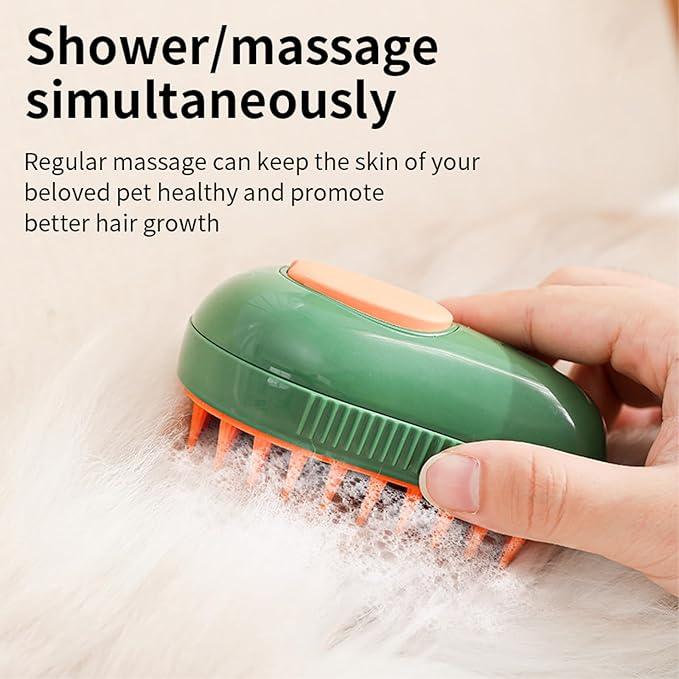 Cat Steam Brush,Self Cleaning Steam Brush for Cats Dogs, 3 In1 Steamy Brush for Pets Steamer Brush, Pet Brush for Removing Tangled and Loosse Hair (Blackish Green)