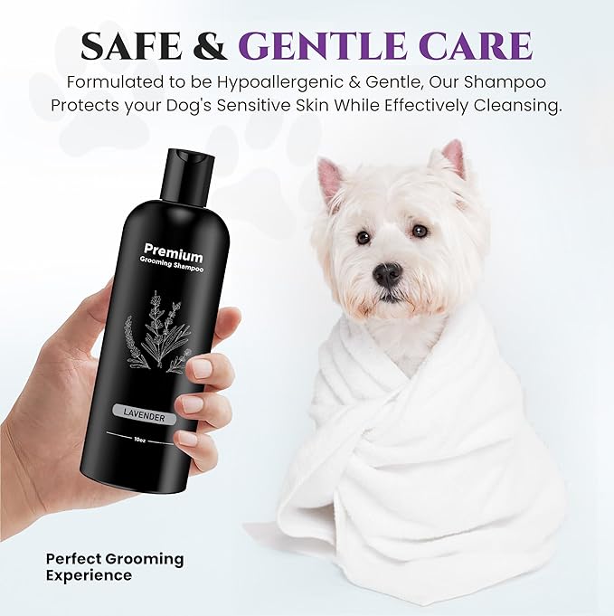 605Products Premium Dog Shampoo - Gentle Formula for Itchy & Sensitive Skin, Puppy Odor Eliminator, Natural Pet Deodorizer (10oz)- Lavender 2-Pack