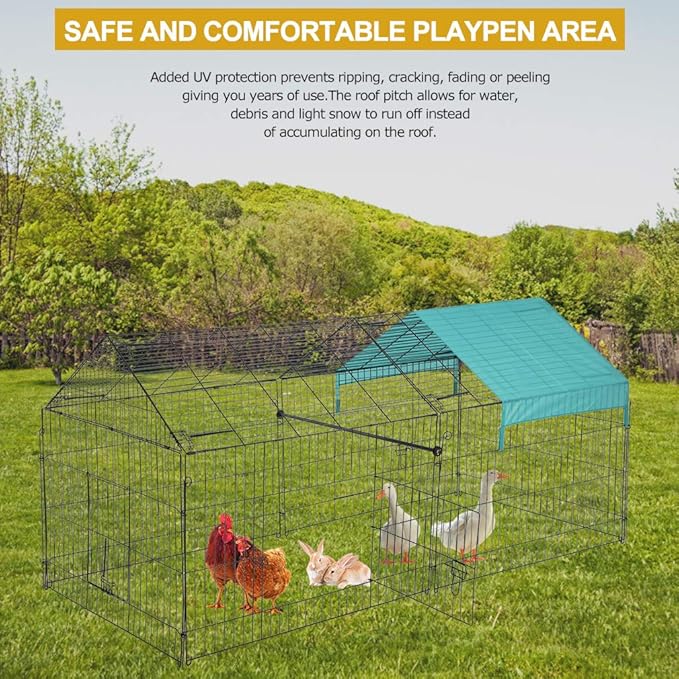 BMS Chicken Cage Pens Crate Chicken Coop Rabbit Run Cage Enclosure Exercise Pen Pet Playpen, Black