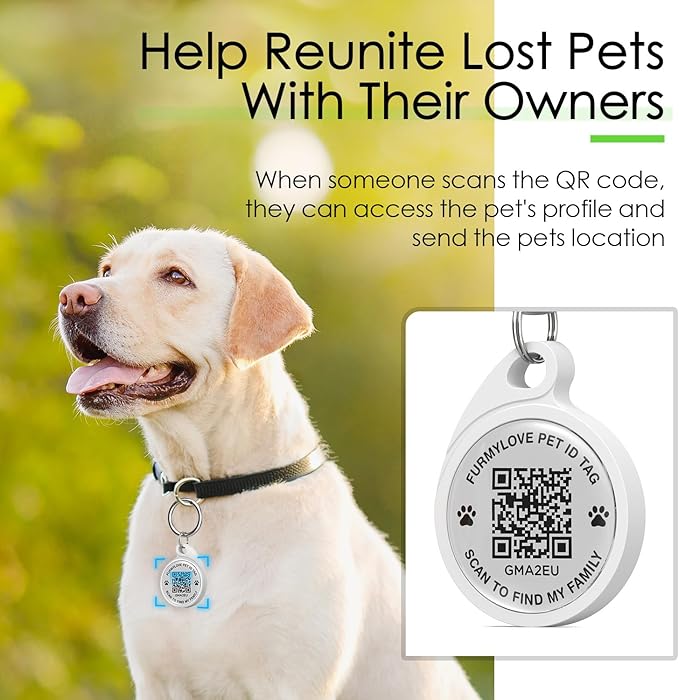 QR Code Dog Tag, Smart ID Tags, Dog Tags Personalized Lightweight Silent ID Tag for Kids Pets Bags Keys, Pack of 5