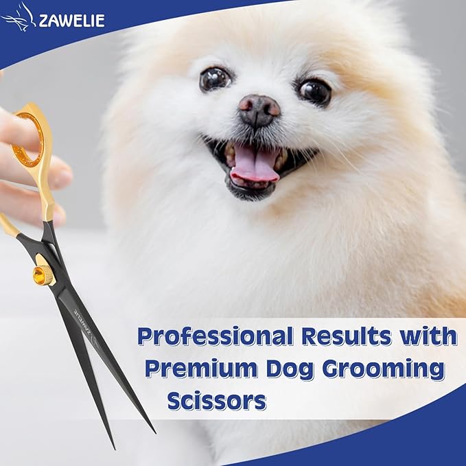 Dog Grooming Scissor- 7.5” Pet Shears, Japanese Stainless Steel Ergonomic Pet Grooming Scissor, Heavy Duty Sharp and Comfortable pet Scissors for Grooming, Dogs, Cats and Other Animals (Straight)