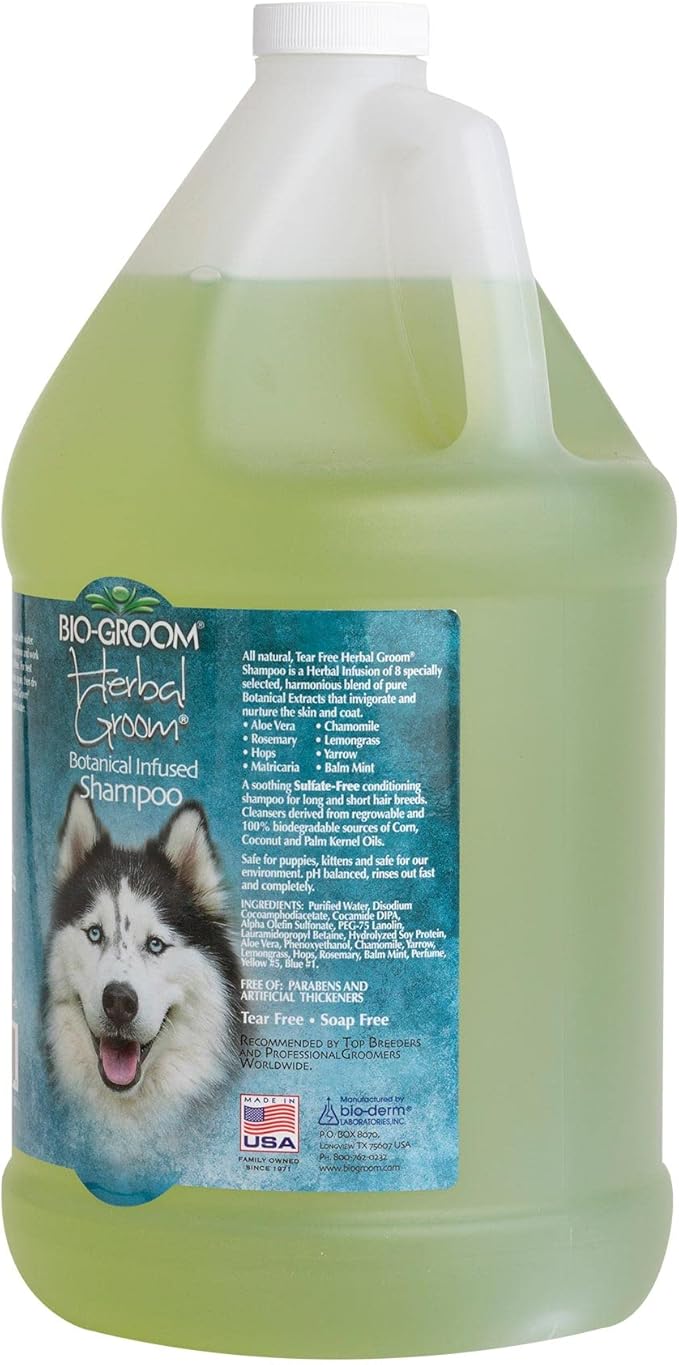 Bio-Groom Herbal Groom Dog Shampoo – Tearless Puppy Shampoo, All-Natural, Dog Bathing Supplies, Cruelty-Free, Cat & Dog Grooming Supplies, Made in USA, Tear-Free Dog Products – 1 Gallon