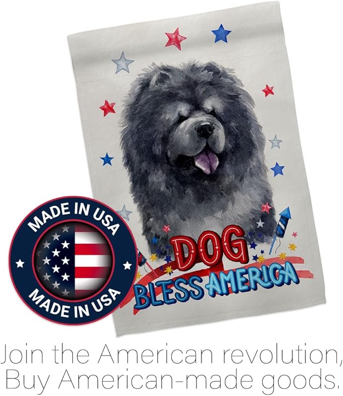 Breeze Decor Patriotic Black Chow House Flag Pack Dog Puppy Spoiled Paw Canine Fur Pet Nature Farm Animal Creature Support Our Troops Banner Small Garden Yard Gift Double-Sided, Made in USA
