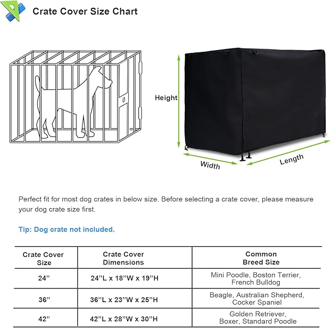 Dog Crate Cover 42in Waterproof Pet Kennel Cover for Outdoor/Indoor Protection, Durable Windproof Crate Cover Universal Fit for Wire Dog Crate (42''L*28''W*30''H-Black)