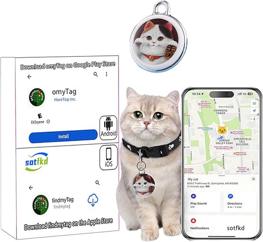 Cat Tracker-Airtag Cat Collar-Pet Tracker-GPS Tracker for Cats | Android and iOS Universal | No Monthly Fee | No Charging Required | Waterproof | Works with Any Collar