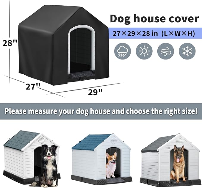 Dog House Cover, Dog Houses Cover for Large Dogs Outside,Covers for Winter Large Dog House Outdoor Weatherproof (36x34x32 in)-Only Cover