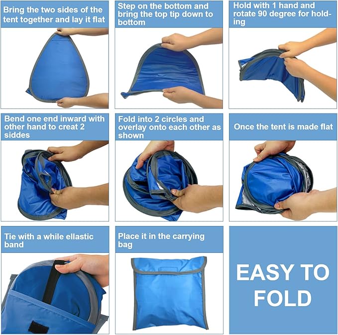 Beach Sun Shelters Pop Up Beach Tent, 1 PCS Portable Sun Shelter Tent for Anti-UV Windproof Camping Picnic Tent Small Dogs Cats and Other Small Pets, Blue