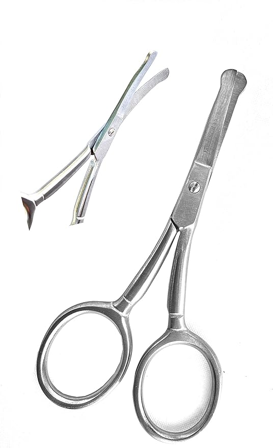 Baby Nail Scissors with Rounded Probe. Trimming shears also used for Manicure Pedicure Fingernails Toenails Nose Eyebrows Eyelashes Ear Moustache for Men & Women. Good for Dogs Pets & Cats as well.
