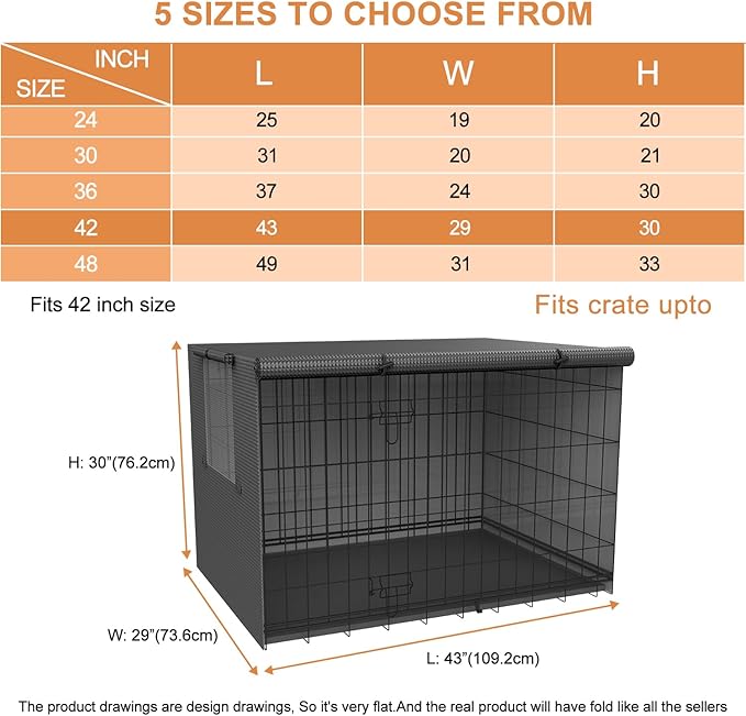 Crate cover Fit for 24 30 36 42 48-inches,Dog crate covers 36 inch,Cover for dog crate,Waterproof dog kennel cover,Crate covers for dog cages,Waterproof cover for dog kennel,Dog Enclosure Covers