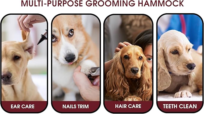 Dog Grooming Hammock for Small Dogs, 45 lbs | 5-in-1 Grooming Hammock with a Glove | Small Dog Grooming Hammock - Dog Harness for Nail Trimming - Pet Grooming Hammock for Dogs at Home