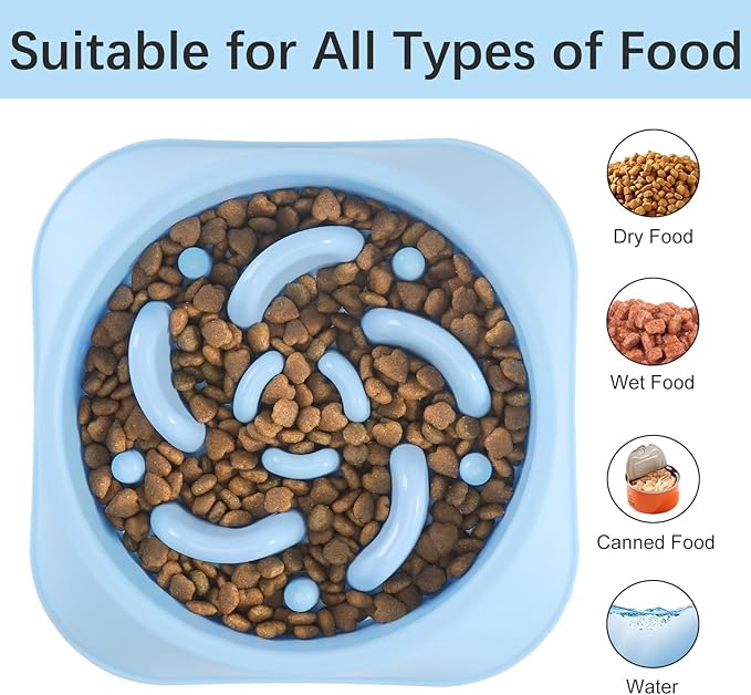 MateeyLife Slow Feeder Dog Bowls 2PCS, Anti-Choking Puzzle Dog Food Bowls, Anti-Slip Interactive Feeding Slow Down Eating, Bloat Stop Maze Dishes for All Breeds Pets