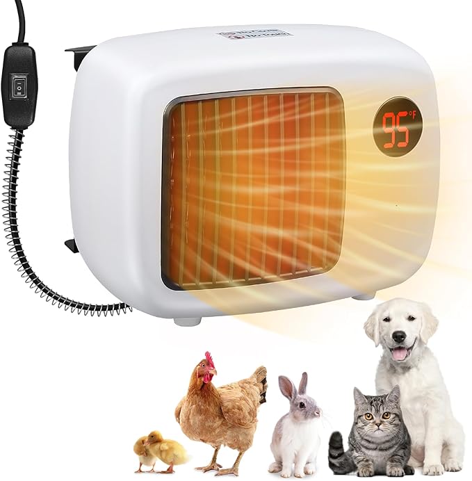 Dog House Heater, Pet House Heater with Thermostat Anti Chew Cord Overheat Protection Wall-Mounted 2 Heating Mode (300/600W) Warmer for Hound Kennel Cat Cage Chicken Coop