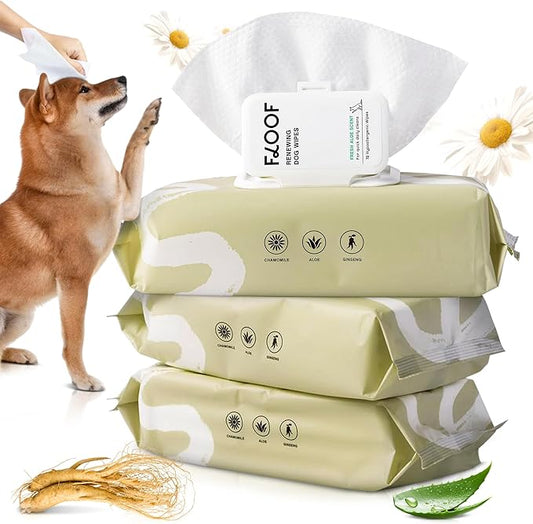 Floof Hypoallergenic Dog Wipes – Natural Aloe Grooming Wipes for Paws Face Ears Eyes & Bum – Vet-Formulated Extra Thick Safe for Puppies & Adult Dogs – 216 Count