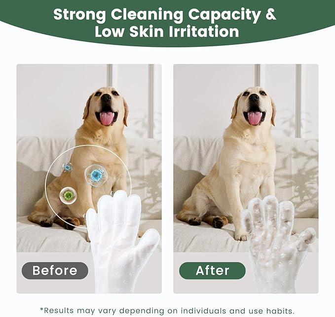 Gardner Pet Extra Thick Pet Glove Wipes for Dogs and Cats, Dog Wipes Cleaning Deodorizing Bath Wipes, Dog Wipes for Paws and Butt, Grooming Cat Wipes, Puppy Wipes, Unscented 24 PCS