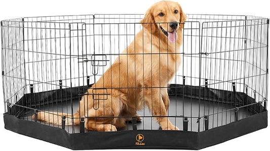 PJYuCien Dog Playpen Bottom Pad,Fits 24 Inch 8 Panels Regular Octagon Metal Exercise Pet Pen,Elastic Buckles Connections,Black (Note:Only Bottom,Fence Not Included)
