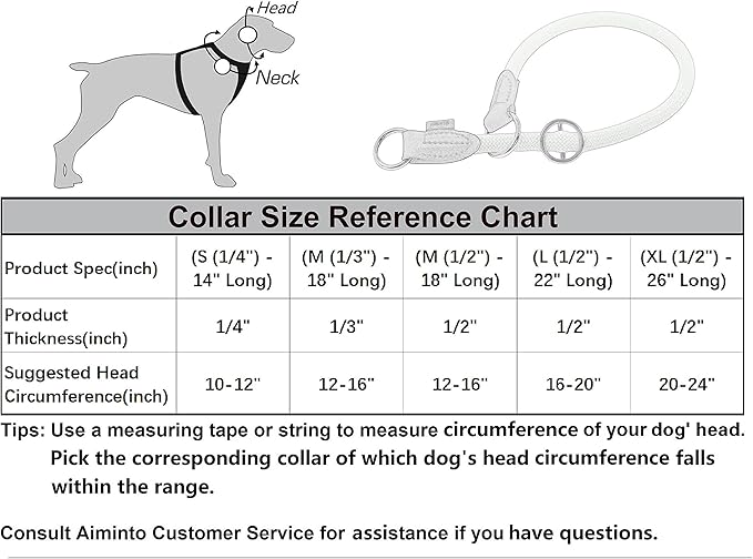 Braided Collar, Pro Training Dog Collar, No Pull Round Collar, Slip Collar with Slidable Stop Ring - Ideal for Small Medium Dogs (M- (1/3") - 18" Long, Black)