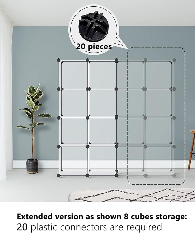 Plastic Connectors for DIY Small Animal Playpen and Cube Storage Unit, Cube Portable Wardrobe, Cube Shoe Rack, 20 Pieces, ABS Connector with 8 Slots,