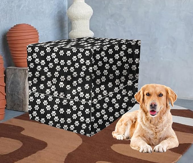 Dog Crate Cover for Wire Crates, Fits Most 48" inch Dog Crates. Easy to Put On, Take Off, and Adjust - Cover only - Black -48 Inch